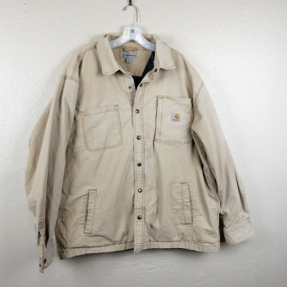Carhartt Other - Carhartt tan snap up fleece lined jacket- 2XL
